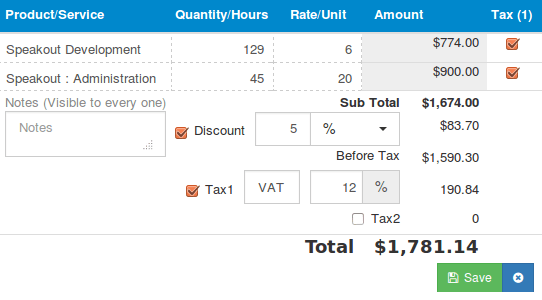 Automatic Tax Calculation for Output Time